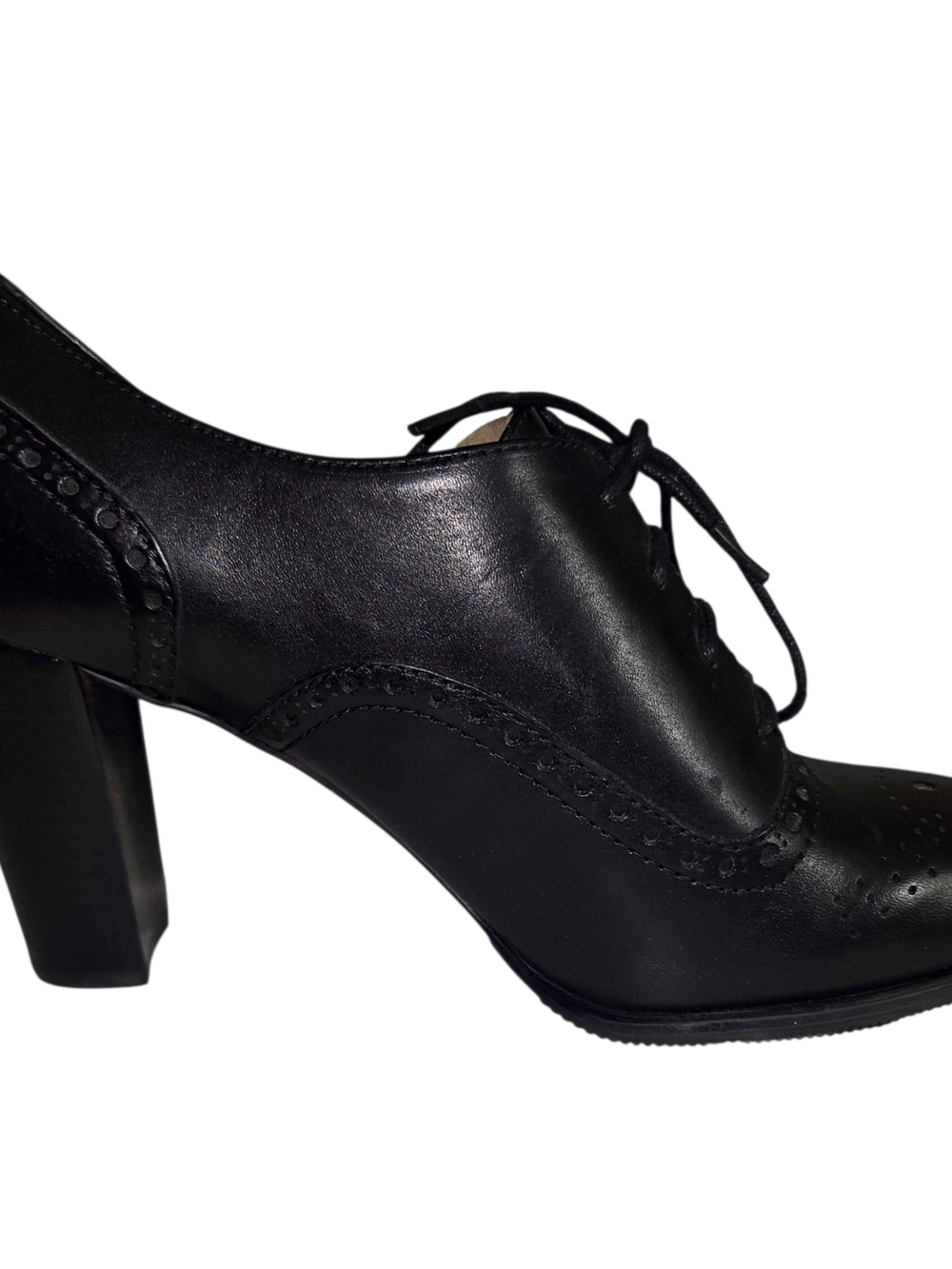 NWOT Franco Sarto Bridget Black Leather Heeled Oxfords 9.5 - Picture 6 of 9